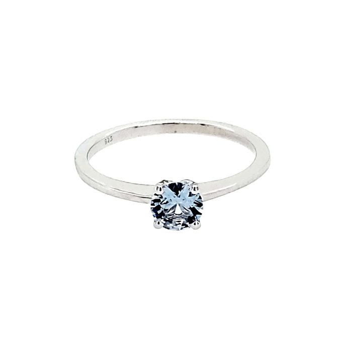 Birthstone Ring with Aquamarine in Sterling Silver