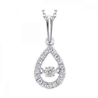 Rhythm of Love Teardrop Necklace with .20ctw Round Diamonds in 10k White Gold