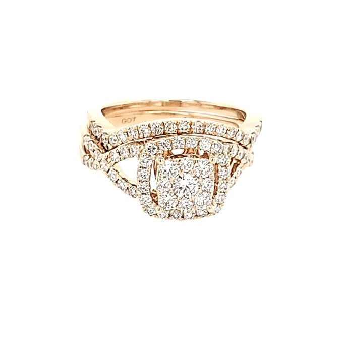 Endless Halo Bridal Set with 1ctw Round Diamonds in 14k Yellow Gold
