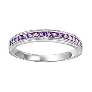 Stackable Ring with Amethyst in 10k White Gold