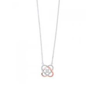 Love's Crossing Necklace with .08ctw Round Diamonds in 10k White and Rose Gold
