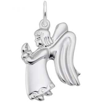 Rembrandt Flat Praying Angel Girl Charm in Sterling Silver