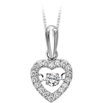 Rhythm of Love Heart Necklace with .20ctw Round Diamonds in 10k White Gold