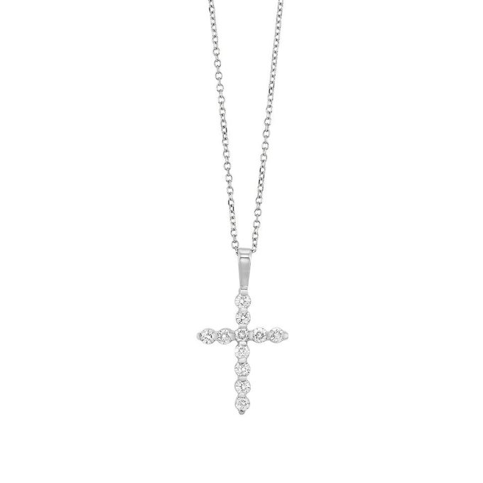 Cross Necklace with .26ctw Round Diamonds in 14k White Gold