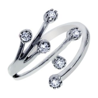 Sterling Silver Multi Band Cz Toe Ring