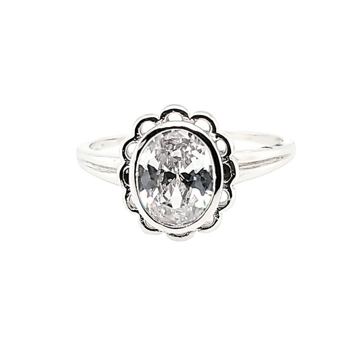 Oval April Birthstone Ring in Sterling Silver
