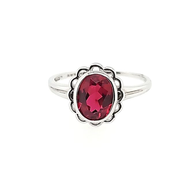 Oval July Birthstone Ring in Sterling Silver
