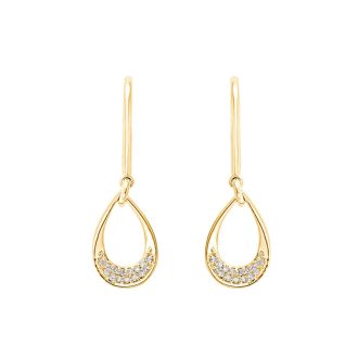 Dangle Fashion Earrings with .10ctw Round Diamonds in 10k Yellow Gold