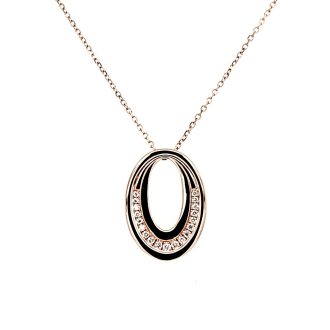 Oval Fashion Necklace with .08ctw Round Lab Grown Diamonds in 14k Rose Gold