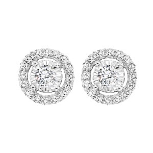 True Reflections Halo Stud Earrings with .25ctw Round Diamonds in 14k White gold