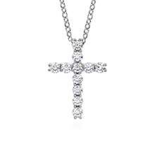 Hearts on Fire Whimsical Cross Necklace with .30ctw Round Diamonds in 18K White Gold