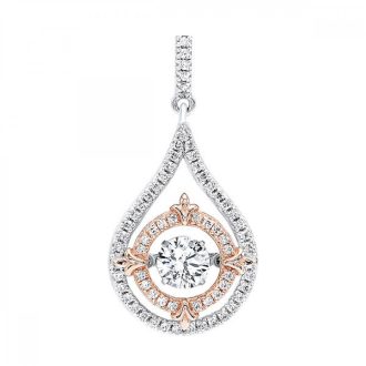 Fashion Necklace with Floating Cubic Zirconia in Sterling Silver