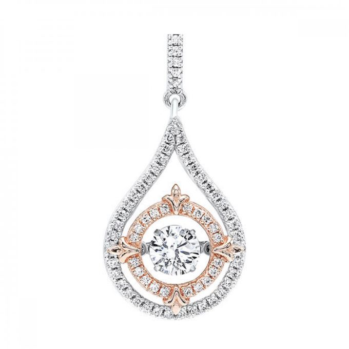 Fashion Necklace with Floating Cubic Zirconia in Sterling Silver
