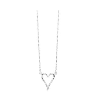Heart Fashion Necklace with .05ctw Round Diamond in Sterling Silver