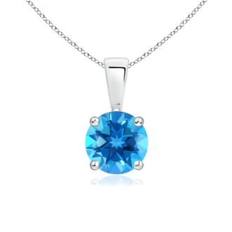 Birthstone Necklace with Round Blue Topaz in Sterling Silver