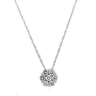 Bouquet Cluster Necklace with .33ctw Round Diamonds in 14k White Gold