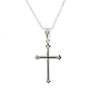 Sterling silver fancy cross pendant with 18 inch chain