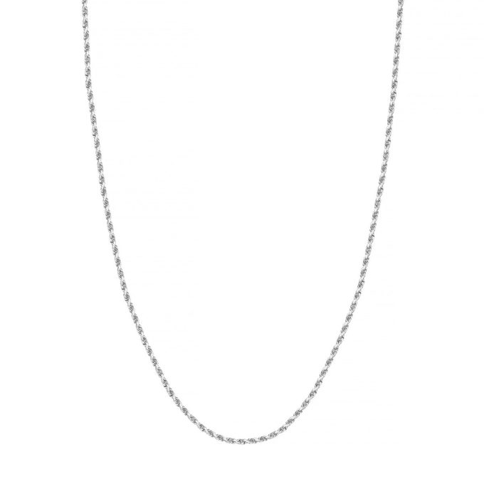 Rope Chain in 10k White Gold 24" Length