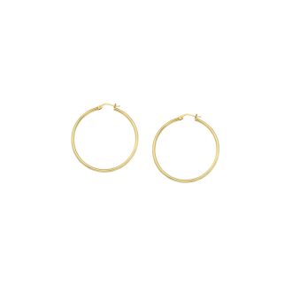 14K Yellow Gold Medium Round Tube Hoop Earrings 2mm