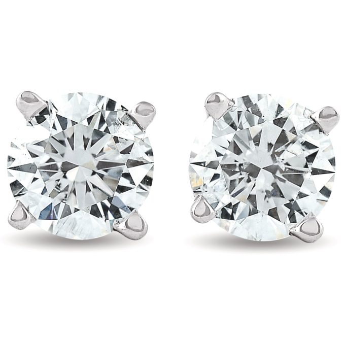 True Reflections Stud Earrings with .33ctw Round Diamonds in 14k White gold