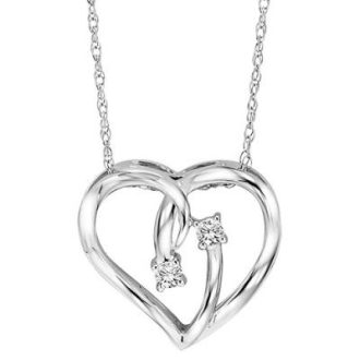 Twogether Heart Necklace with .05ctw Round Diamonds in Sterling Silver