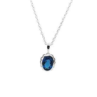 Oval September Birthstone Necklace in Sterling Silver