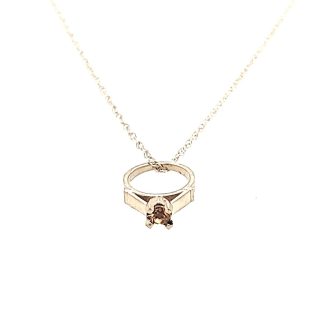 November Birthstone Ring Necklace with Citrine in 10k White Gold