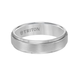 Triton Men's 6mm Step Edge Wedding Band in Tungsten Carbide