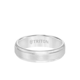 Triton Men's Wedding Band 6mm in White Tungsten Carbide Satin Finish Center