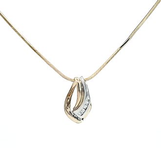 Pre-Owned Fashion Necklace with .25ctw Round and Baguette Diamonds in 14k Yellow Gold