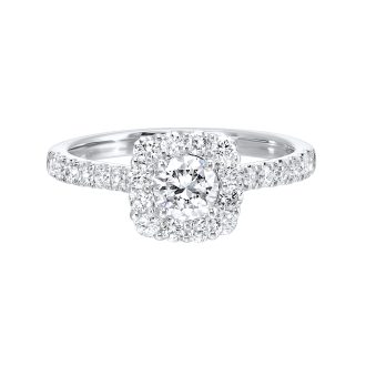 Halo Engagement Ring with .87ctw Round Lab Grown Diamonds in 14k White gold