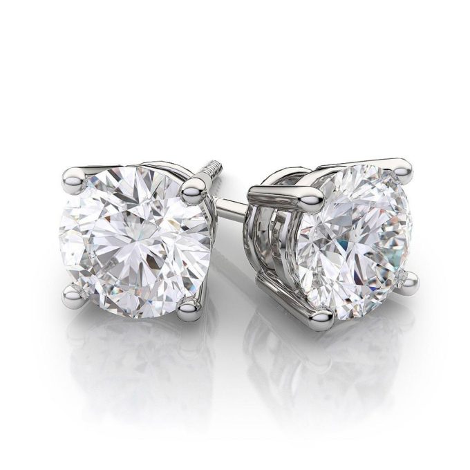 Classic Stud Earrings with .33ctw Round Diamonds in 14k White Gold
