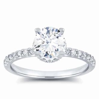 Hidden Halo Engagement Ring with 1ctw Round Lab-Grown Diamonds in 14k White Gold