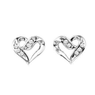 Heart Fashion Earrings with .02ctw Round Diamonds in Sterling Silver