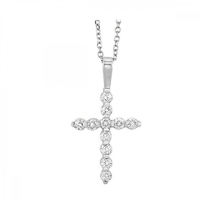 Cross Necklace with .26ctw Round Diamonds in 14k White Gold
