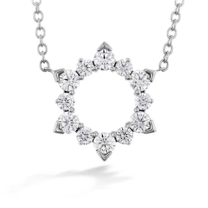 Hearts on Fire Aerial Eclipse Circle Necklace with .53ctw Round Diamonds in 18k White Gold