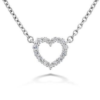 Hearts on Fire Signature Heart Necklace with .12ctw Round Diamonds in 18k White Gold