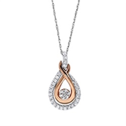 Infinity Necklace with .16ctw Round Diamonds in 10k Rose Gold and Sterling Silver