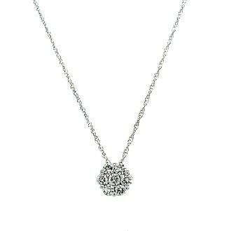 Bouquet Cluster Necklace with .25ctw Round Diamonds in 14k White Gold