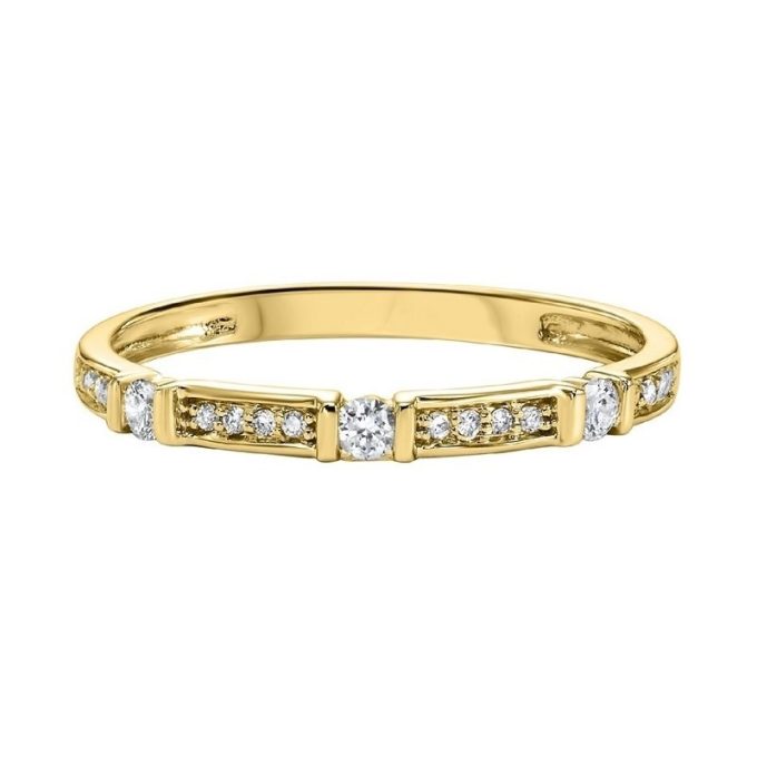 Stackable Ring with .16ctw Round Diamonds in 10k Yellow Gold