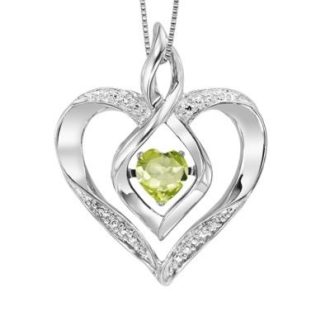 Rhythm of Love Heart Shaped Pendant with Peridot and Diamonds in Sterling Silver