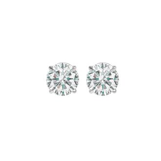 Classic Stud Earrings with .50ctw Round Diamonds in 14k White Gold