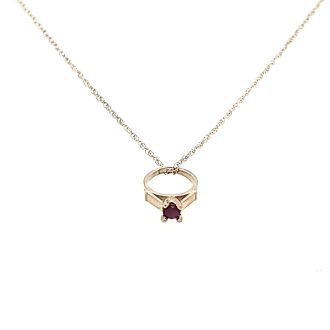 10k Yellow Gold Birthstone Ring Necklace with Garnet