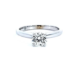 Pre-Owned Solitaire Engagement Ring with .91ct Round Diamond in 14k White Gold