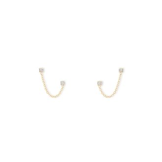 Double Post Earrings with Cubic Zirconia in Gold-Plated Sterling Silver