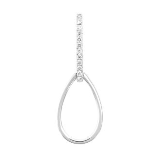 Teardrop Fashion Necklace with .16ctw Round Lab Grown Diamonds in 14k White Gold