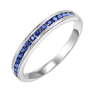 Stackable Ring with Sapphire in 10k White Gold