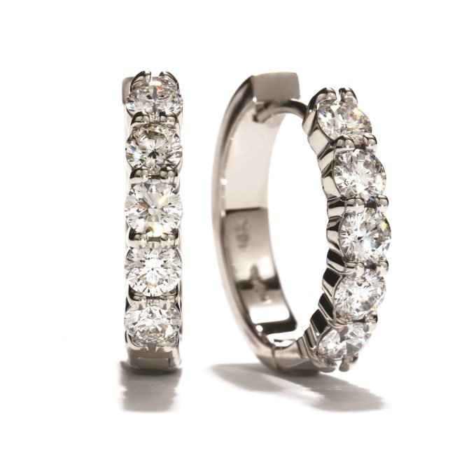 Hearts on Fire Mini Hoop Earrings with .61ctw Round Diamonds in 18k White Gold