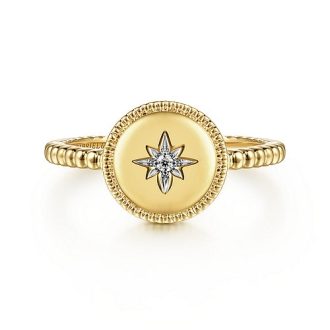 Gabriel 14K Yellow Gold Round Diamond Star Bujukan Ring