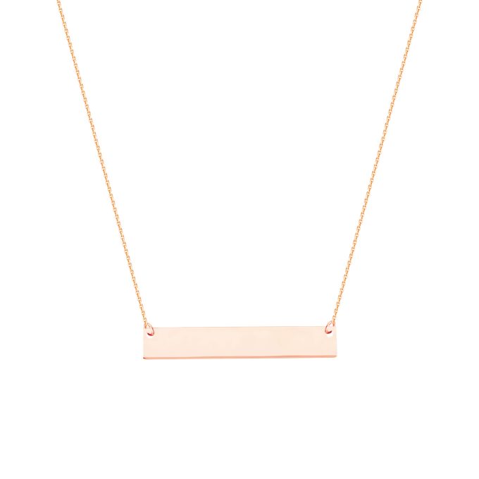 Personalized Mini Nameplate Necklace 18" Length in Rose Gold-Plated Sterling Silver